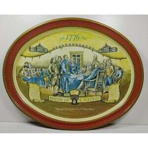 Miller Birth Of A Nation Declaration Of Independence Metal Serving Platter Tray